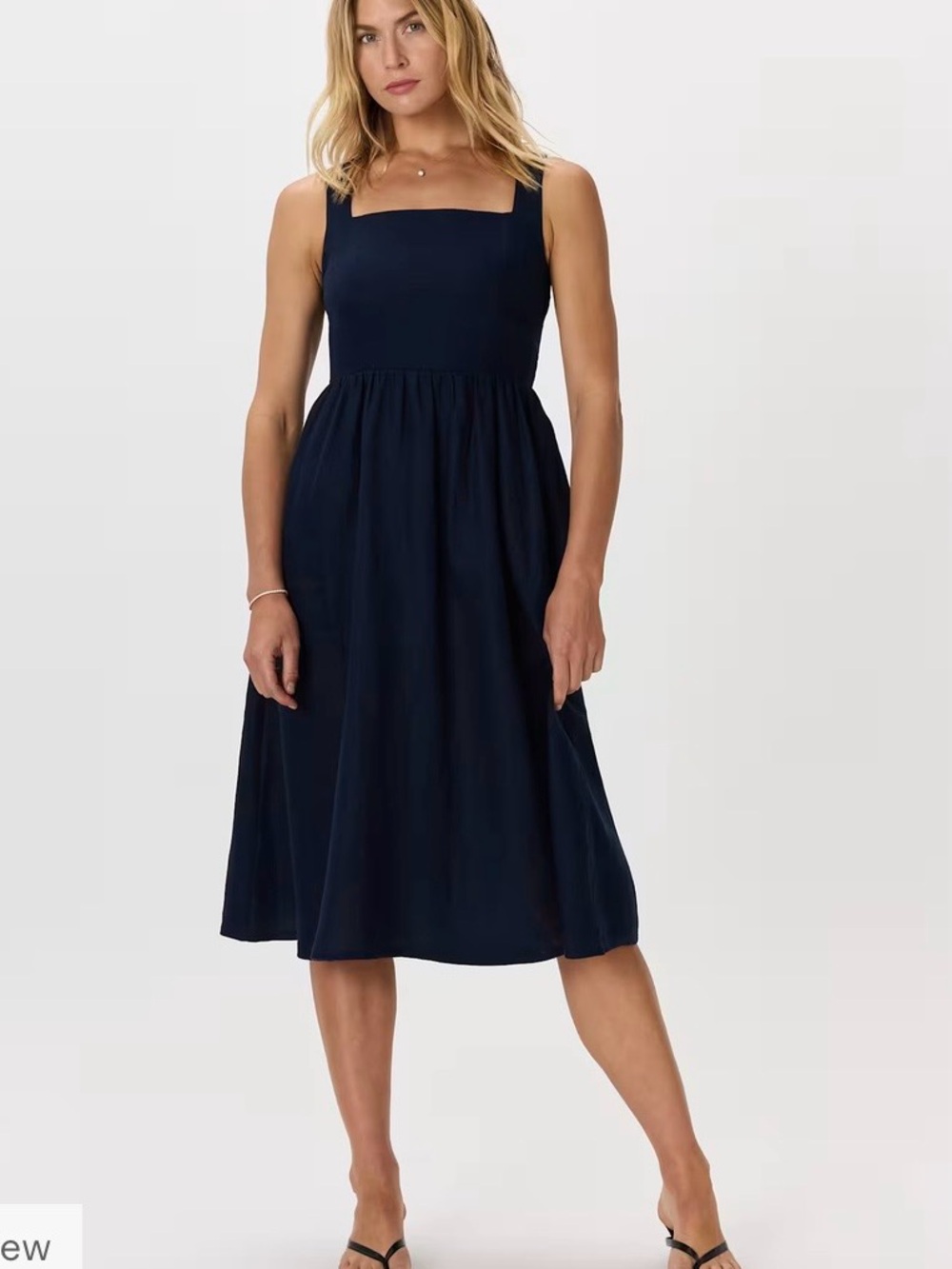 100% European linen fit y flare midi dress